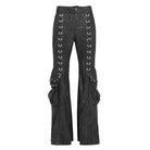 DEVIL FASHION Men's Punk D-ring Buckle Big Pockets Flared Trousers