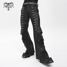 DEVIL FASHION Men's Punk D-ring Buckle Big Pockets Flared Trousers