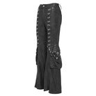 DEVIL FASHION Men's Punk D-ring Buckle Big Pockets Flared Trousers