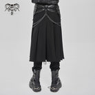 DEVIL FASHION Men's Punk Eyelet Buckle-up Chained Skirt