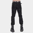 DEVIL FASHION Men's Punk Eyelet Layered Patchwork Pants