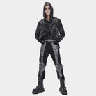 DEVIL FASHION Men's Punk Eyelet Layered Patchwork Pants
