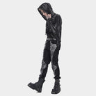 DEVIL FASHION Men's Punk Eyelet Layered Patchwork Pants