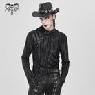 DEVIL FASHION Men's Punk Eyelet Strap Irregular Hoodie