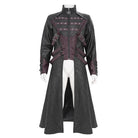 DEVIL FASHION Men's Punk Eyelet Strappy Zip Coat Black-Red