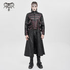 DEVIL FASHION Men's Punk Eyelet Strappy Zip Coat Black-Red