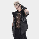 DEVIL FASHION Men's Punk Eyelet Unedged Hooded Vest