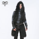 DEVIL FASHION Men's Punk Faux Fur Scarf with Hood