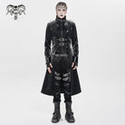 DEVIL FASHION Men's Punk Floral Printed Buckle Strap Rivets Coat