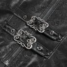 DEVIL FASHION Men's Punk Floral Printed Buckle Strap Rivets Coat