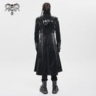 DEVIL FASHION Men's Punk Floral Printed Buckle Strap Rivets Coat