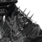 DEVIL FASHION Men's Punk Floral Printed Buckle Strap Rivets Coat