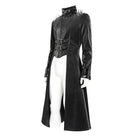 DEVIL FASHION Men's Punk Floral Printed Buckle Strap Rivets Coat