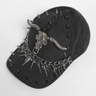 DEVIL FASHION Men's Punk Goat Skull Studded Chained Hat
