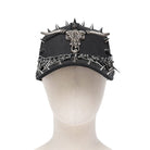 DEVIL FASHION Men's Punk Goat Skull Studded Chained Hat