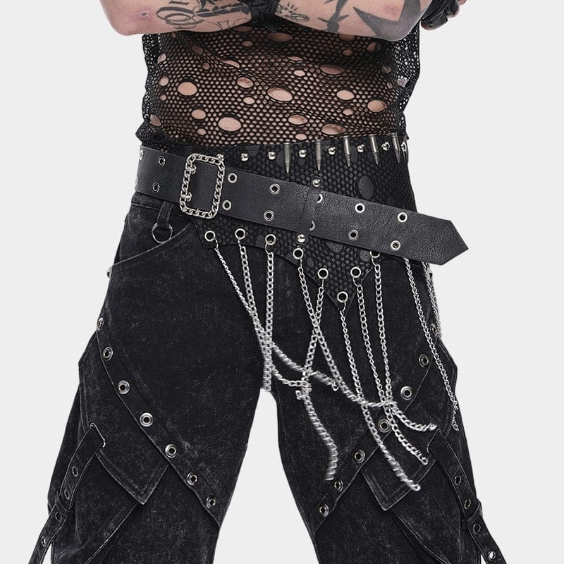 DEVIL FASHION Men's Punk Irregular Chains Belt