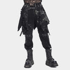 DEVIL FASHION Men's Punk Irregular Ripped Unedged Skirt