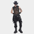 DEVIL FASHION Men's Punk Irregular Ripped Unedged Skirt