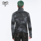 DEVIL FASHION Men's Punk Irregular Stand Collar Ripped Shirt