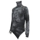 DEVIL FASHION Men's Punk Irregular Stand Collar Ripped Shirt