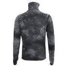 DEVIL FASHION Men's Punk Irregular Stand Collar Ripped Shirt