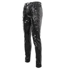 DEVIL FASHION Men's Punk Lace-up Patent Leather Pants