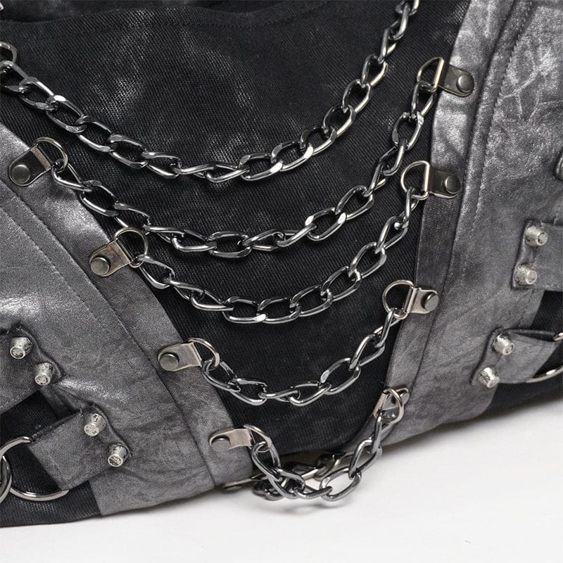 DEVIL FASHION Men's Punk Layered Chained Bag