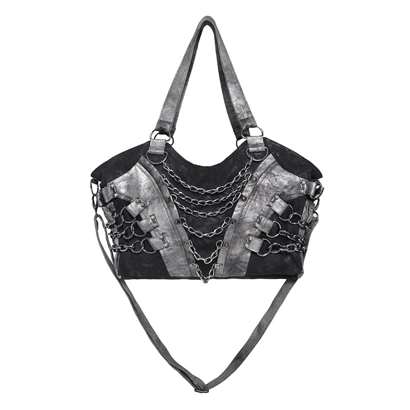DEVIL FASHION Men's Punk Layered Chained Bag