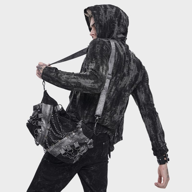 DEVIL FASHION Men's Punk Layered Chained Bag
