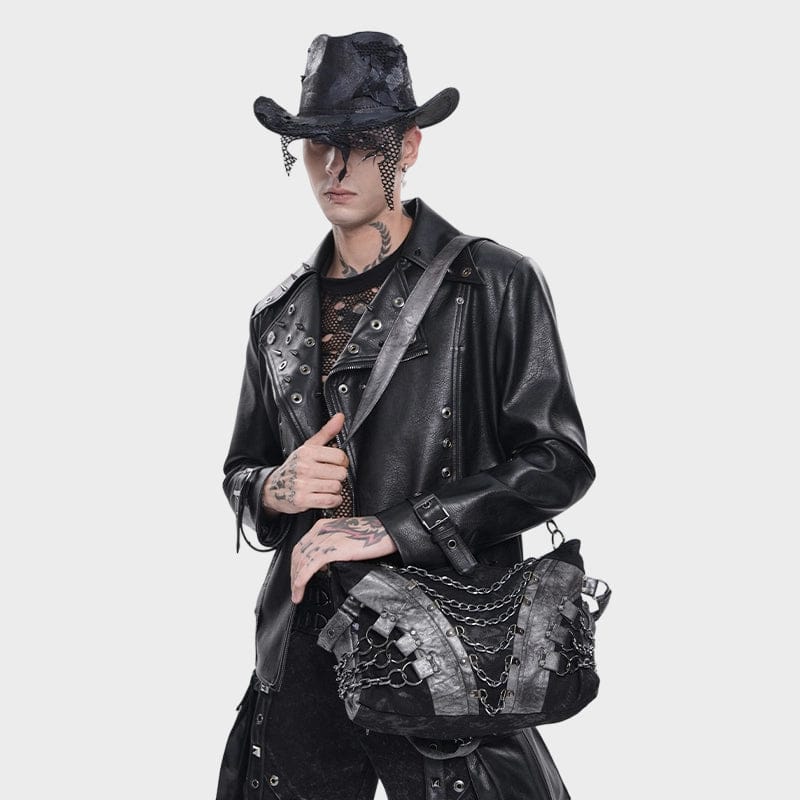 DEVIL FASHION Men's Punk Layered Chained Bag
