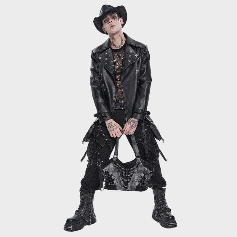 DEVIL FASHION Men's Punk Layered Chained Bag