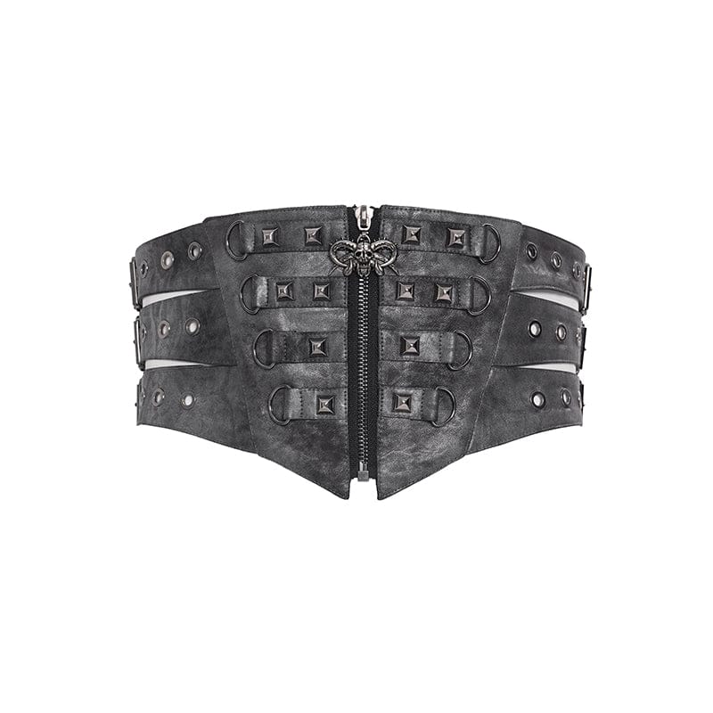 DEVIL FASHION Men's Punk Layered Rivets Zip  Girdle