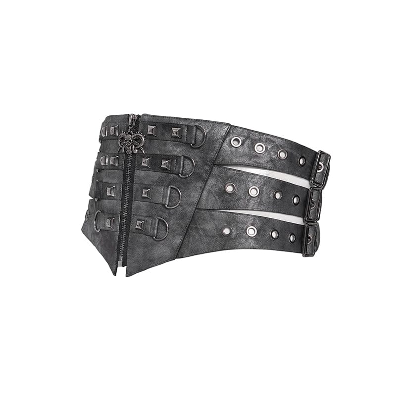 DEVIL FASHION Men's Punk Layered Rivets Zip  Girdle