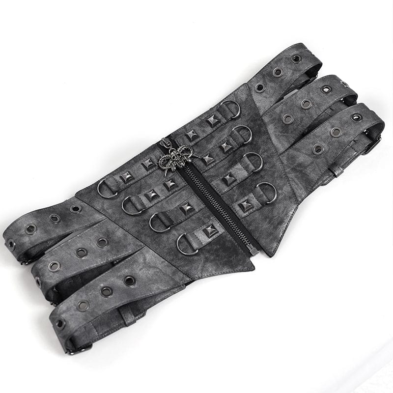 DEVIL FASHION Men's Punk Layered Rivets Zip  Girdle