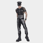 DEVIL FASHION Men's Punk Layered Rivets Zip  Girdle