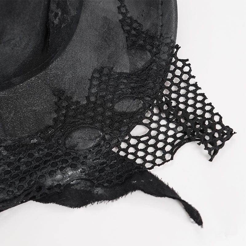 DEVIL FASHION Men's Punk Mesh Patchwork Distressed Hat