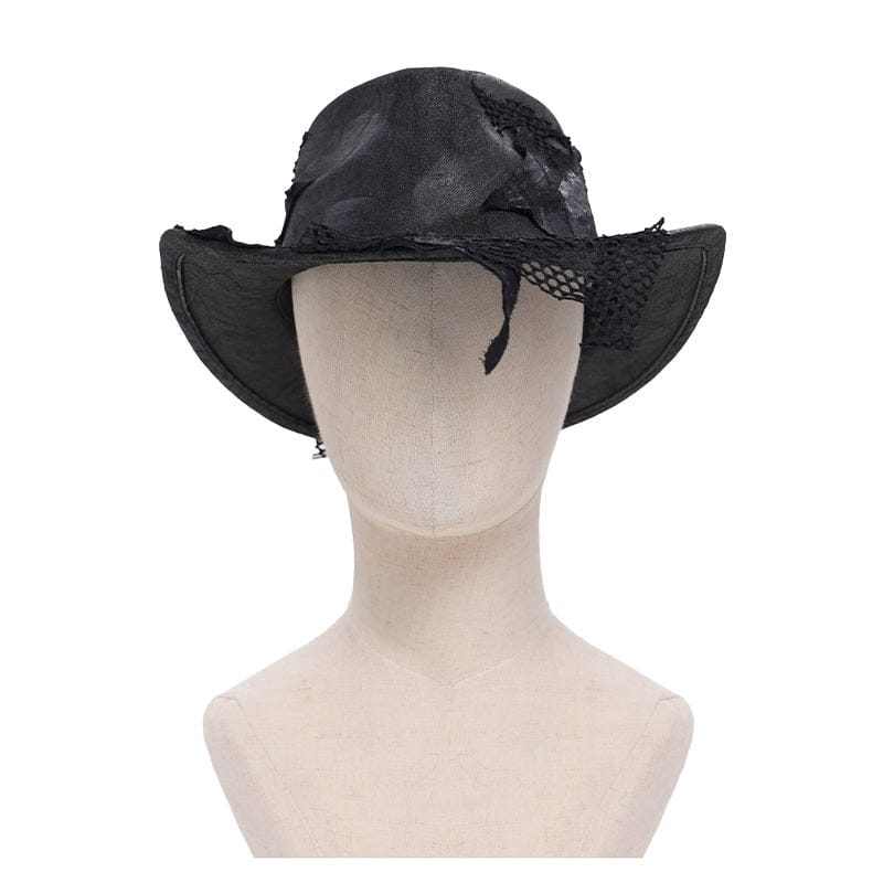DEVIL FASHION Men's Punk Mesh Patchwork Distressed Hat