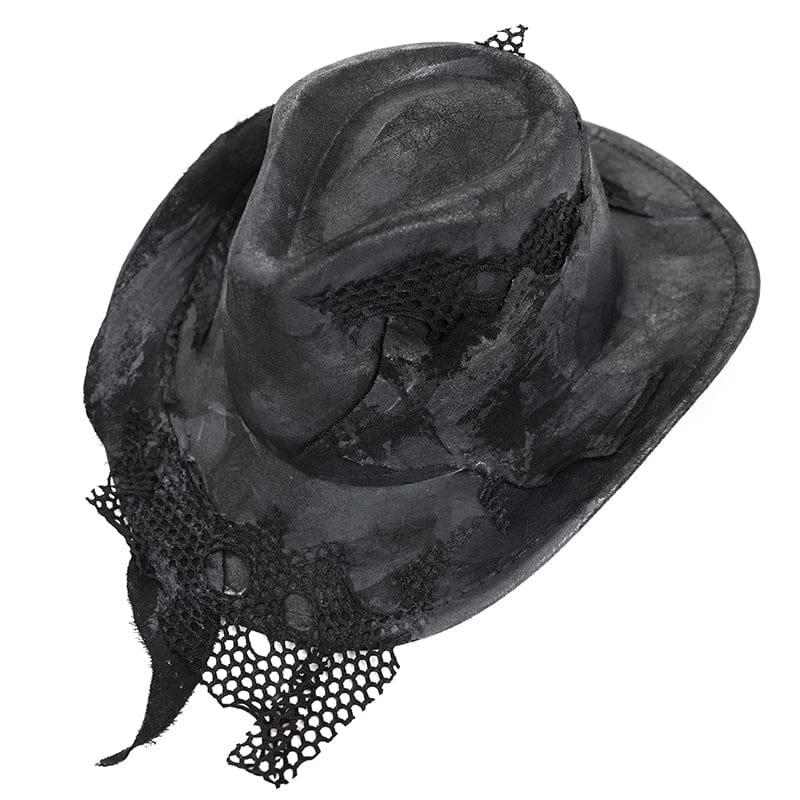 DEVIL FASHION Men's Punk Mesh Patchwork Distressed Hat
