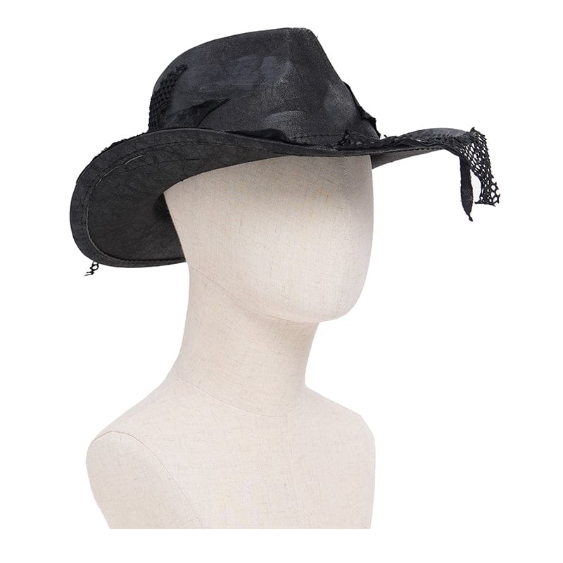 DEVIL FASHION Men's Punk Mesh Patchwork Distressed Hat