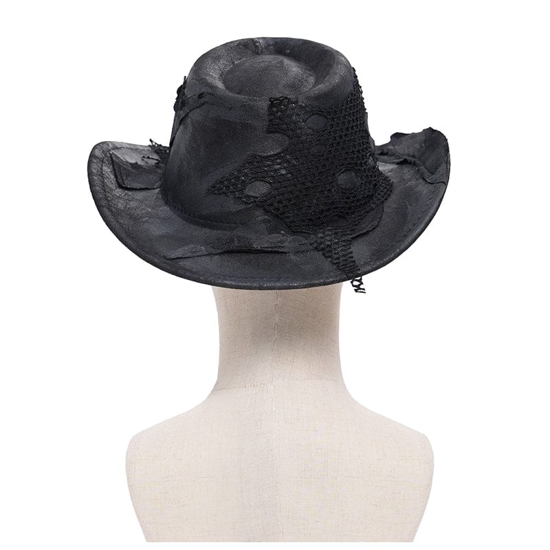 DEVIL FASHION Men's Punk Mesh Patchwork Distressed Hat