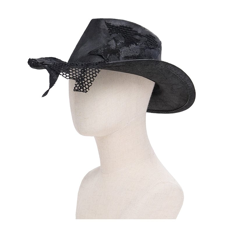 DEVIL FASHION Men's Punk Mesh Patchwork Distressed Hat