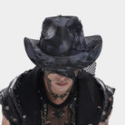 DEVIL FASHION Men's Punk Mesh Patchwork Distressed Hat