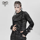 DEVIL FASHION Men's Punk Mesh Splice Lace-up Chained Shirt