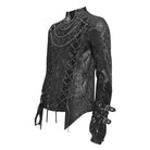 DEVIL FASHION Men's Punk Mesh Splice Lace-up Chained Shirt