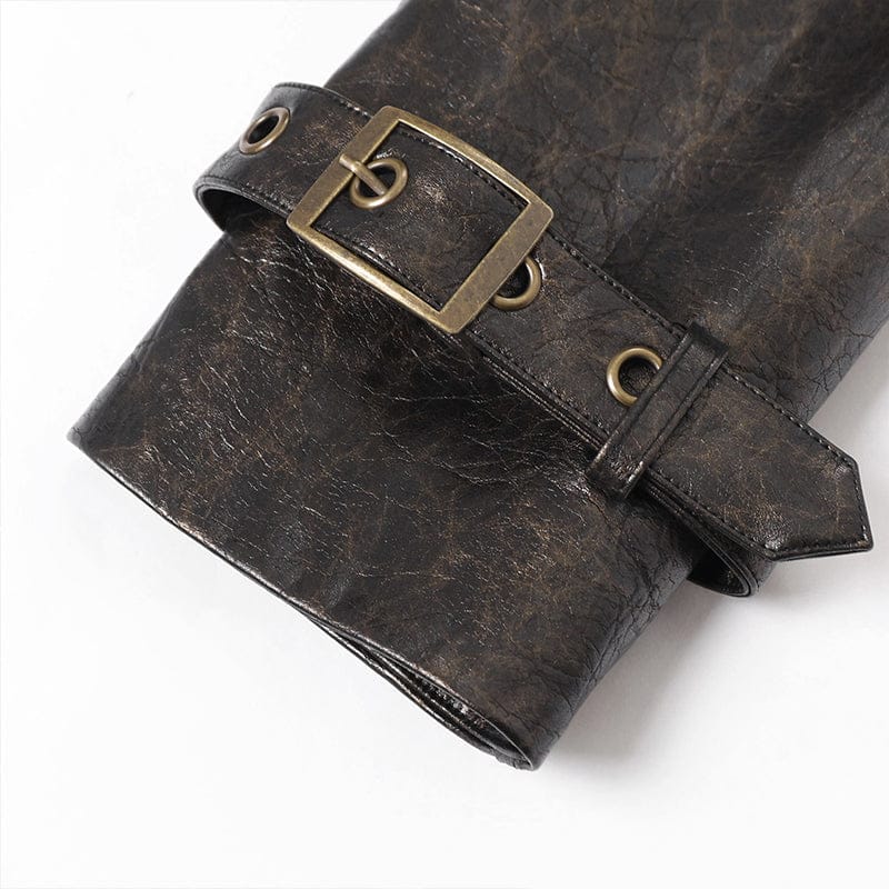 DEVIL FASHION Men's Punk Notched Lapel Studded Biker Jacket