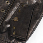 DEVIL FASHION Men's Punk Notched Lapel Studded Biker Jacket
