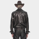 DEVIL FASHION Men's Punk Notched Lapel Studded Biker Jacket