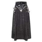 DEVIL FASHION Men's Punk Patent Leather Splice Split Skirt