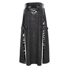 DEVIL FASHION Men's Punk Patent Leather Splice Split Skirt