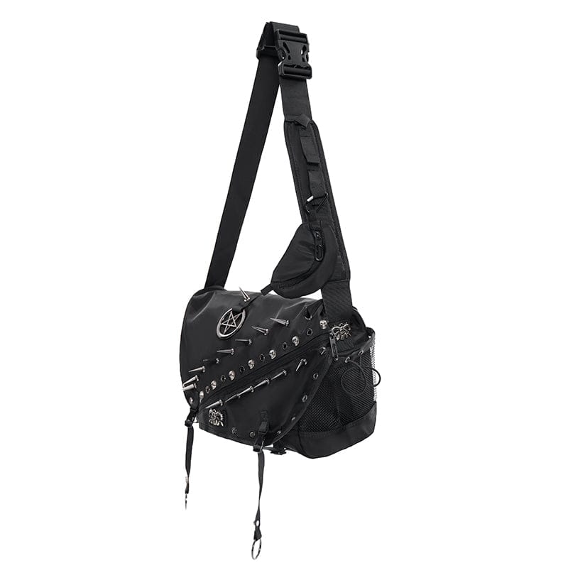 DEVIL FASHION Men's Punk Pentacle Eyelets & Rivets Bag